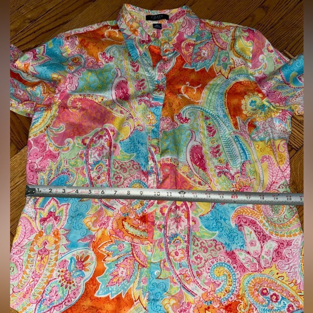 Chaps Paisley Print Multicolored Button Down Top Shirt Women's sz XL - Picture 6 of 12
